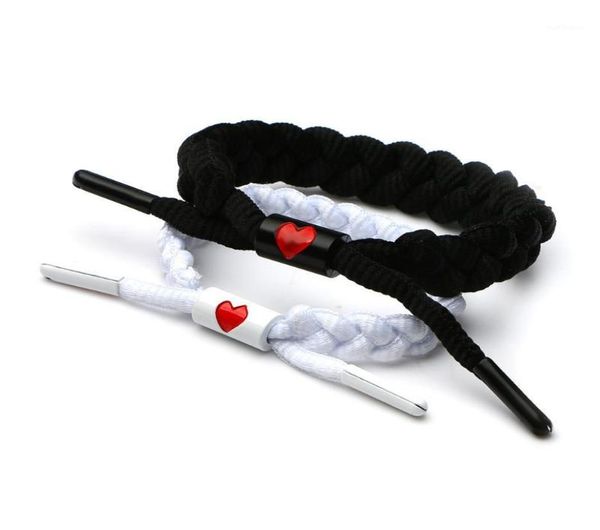 Altri Bracciali Moda Rastaclat Lacci per scarpe Lavorati a maglia Coppia Fidanzata Regalo di San Valentino Amore in bianco e nero Compilazione Catenaria a mano17751171