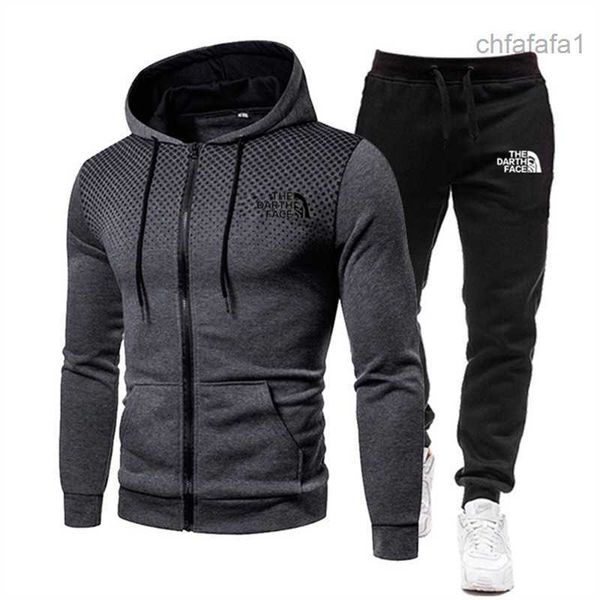 Tute da uomo Autunno/Inverno Tuta da pesca Felpa con cappuccio Set Plus Pile Sport all'aria aperta Pantaloni caldi a maniche lunghe Pullover Abbigliamento moda 09RA