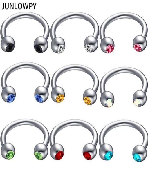 mescolare 614mm argento setto gemma piercing al sopracciglio 100 pezzi con 10 colori body piercing 16g naso cerchio trago orecchio gioielli per il corpo uomini K413733705