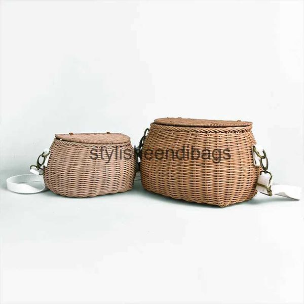 Borse a tracolla Borsa grande intrecciata per donna adulta Borsa Mamachari in rattan naturale Borsa grande in paglia intrecciata a mano in rattan da spiaggia Borsa multiuso Cestino per biciH24218