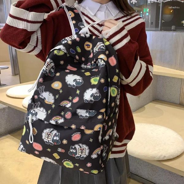 Sacos escolares moda menina grande capacidade estudante mochila bonito schoolgirl nylon mochila impermeável animal padrão livro pacote saco de viagem