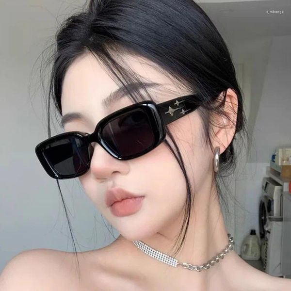 Occhiali da sole Fashion Punk Gradient Summer Travel Retro Travel Uv400 Sun occhiali Y2K Brand Designer Canniera in metallo Small Eyewear quadrato