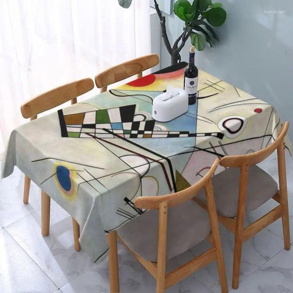 Tischdecke, rechteckig, wasserfest, Komposition von Wassily Kandinsky, Tischdecken-Rückseite, Kantenschutz, abstraktes Muster