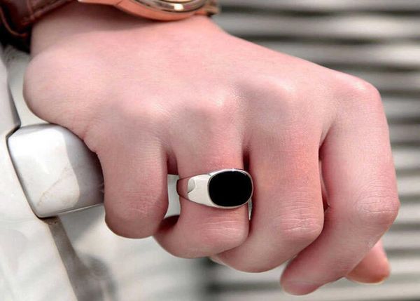 Anéis de designer luxo amor anel masculino vintage esmalte punk clássico preto gotejamento imitação pedras masculino3941685