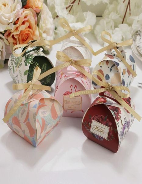 Nuovo arrivo Bomboniere Scatole di caramelle di nozze con nastro 5 colori Originalità Scatole di regali di carta Baby Shower Festa di compleanno Decorat2027938