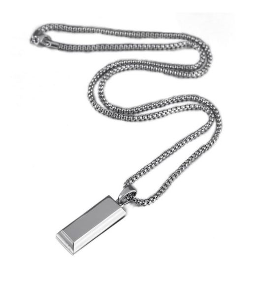 Collana con pendente a forma di lingotti di gioielli hip-hop moda uomo Collana con catena in acciaio inossidabile argento placcato oro 18k Collane alla moda per uomo Regali3925310