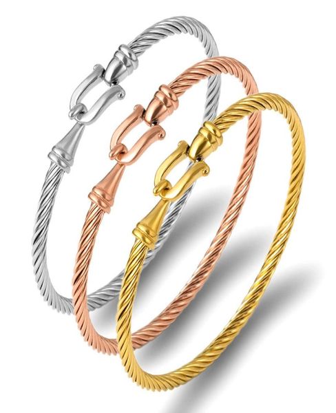 Mode Charme Manschette Armbänder Armreifen für Frauen Gold Farbe Edelstahl Draht Dünne Armreifen ing Seil Armband erklärung Jewel1387634