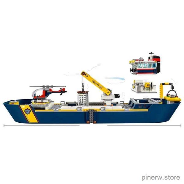 Blocos 745 pçs conjunto de modelo de navio de reconhecimento oceano urbano 60026 bloco de construção expedição montagem brinquedos crianças aniversário meninos presentes