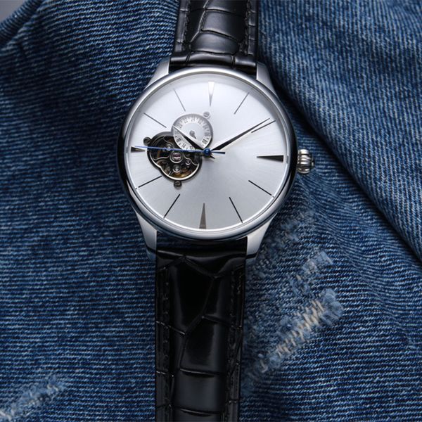 Uhr, luxuriöse Herren-Designeruhren, Tourbillon, automatisches mechanisches Uhrwerk, hochwertige Armbanduhr, Glaskristall, Lederarmband, wasserdicht, 42 mm, Montre de Luxe