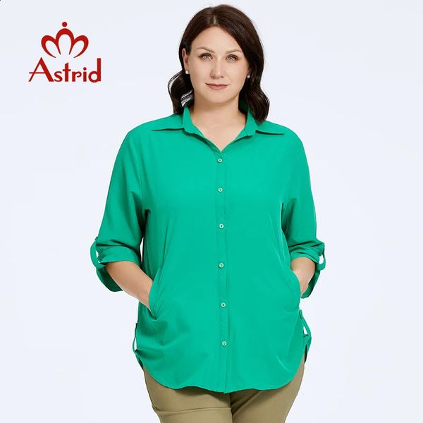 Astrid outono camisa das mulheres blusas elegantes roupas de escritório lapela camiseta feminina moda plus size camiseta feminina topos 240130