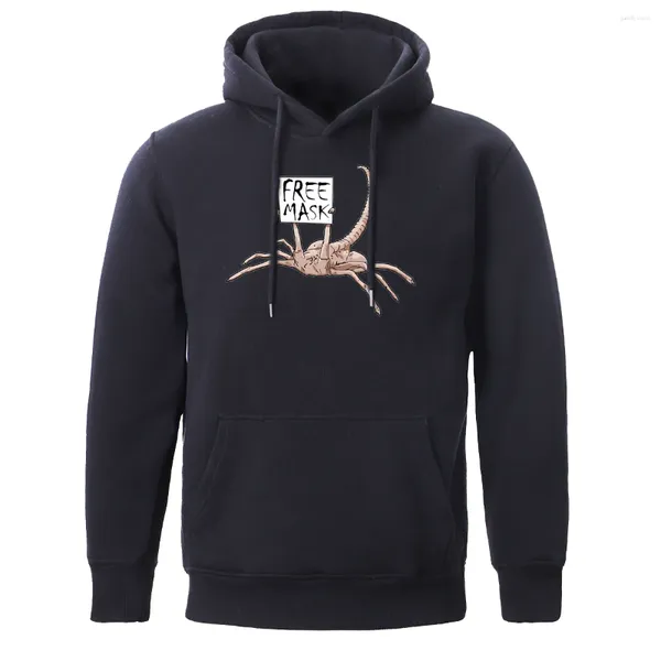 Hoodies masculinos marca confortável topos alienígena facehugger horror impressão moletom térmico vintage masculino moletom oversized macio