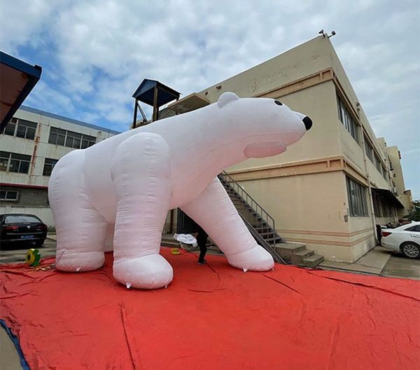 vendita all'ingrosso 6 ml (20 piedi) con ventilatore gigante bianco gonfiabile orso polare pubblicità esterna animale palloncino per la decorazione di eventi cittadini
