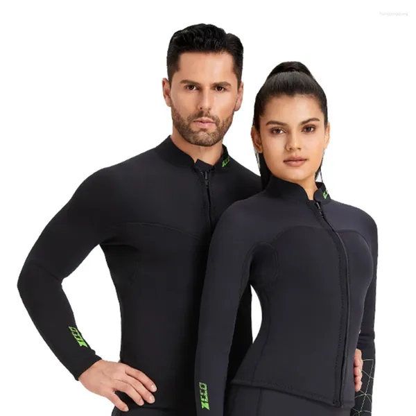 Costumi da bagno da donna 2024 da uomo e da 3 mm in neoprene a maniche lunghe da immersione Top caldo e freddo protezione solare Sport acquatici Surf Snorkeling Top