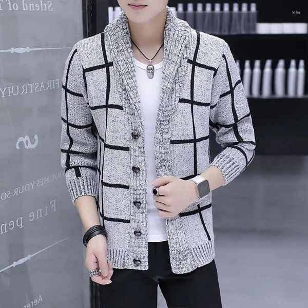 Herrenpullover 2024 Frühling und Herbst Mode Business Pendler Strickwaren Lässige koreanische Version Slim Fit Polo Neck Windjacke Jacke Mantel