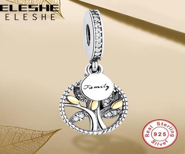 Luxo 925 prata esterlina árvore genealógica com zircônia cúbica grânulo encantos caber charme original pulseira diy autêntico jóias3398746