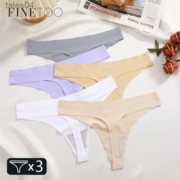 Slip Mutandine FINETOO 3PCS Perizoma femminile senza cuciture Mutandine da donna sexy Intimo in raso di seta G-Strings Mutande invisibili a vita bassa T-Back Hot YQ240218