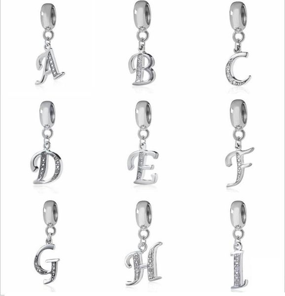 Ciondoli con lettere per bracciali Collana con perline pendenti in argento sterling 925 dalla A alla Z Ciondoli con alfabeto fai da te per realizzare gioielli4679650