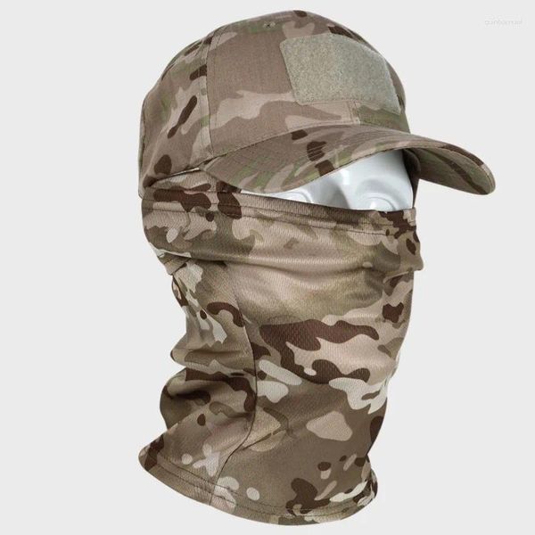 Ball Caps Herren-Baseball- und Gesichtsmasken-Set, Tarnung, taktische Militär-Sturmhaube für Wandern, Camping, Feldtraining, Sonnenschutz