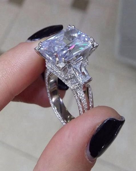 Кольцо Vecalon с большой Эйфелевой башней, стерлинговое серебро 925 пробы, 8 карат, 5А, эффектное обручальное кольцо для женщин, свадебные украшения7749352