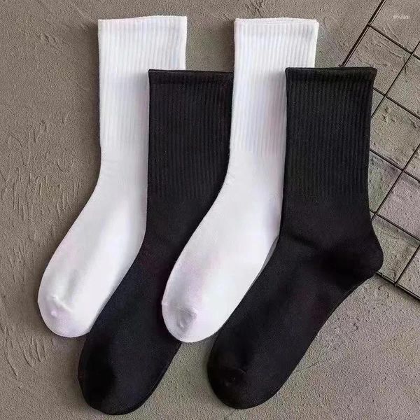 Meias masculinas 5 pares primavera verão atacado branco preto tripulação descartável esporte atlético