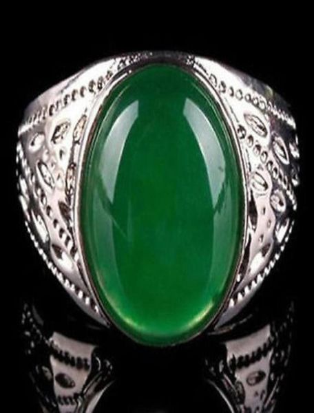 Цельные изумрудно-зеленые нефритовые овальные бусины из белого золота, размер кольца 89101118496179323015