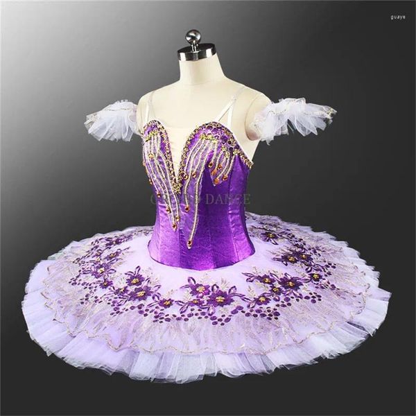 Palco desgaste design exclusivo de alta qualidade 12 camadas crianças meninas desempenho roxo profissional ballet tutu