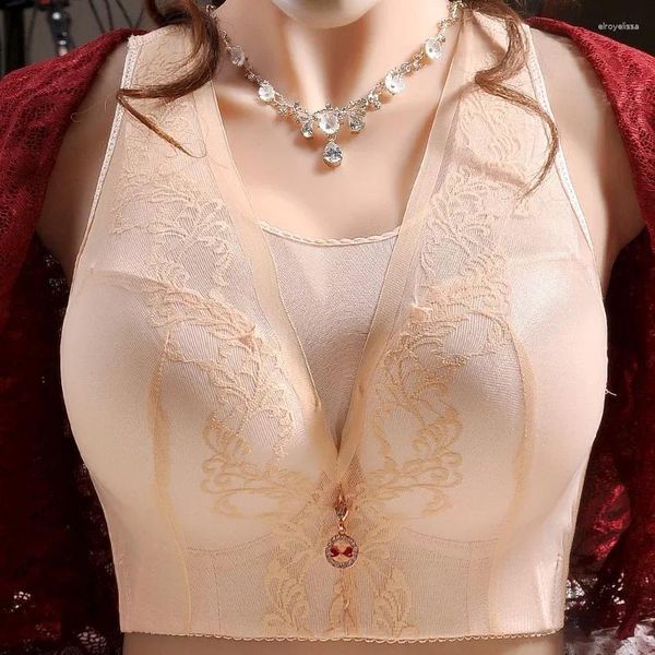 Bras Bra Mulheres Bordado Fio Livre para Push Up Lingerie Rosa 34 a 50 Tamanho Grande Lace Tops Sexy