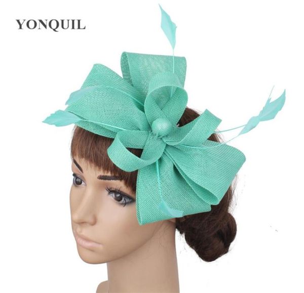 Weiß NEUE Ankunft Fascinator Feder Haarschmuck Frauen Cocktail Party Kopfbedeckung dekorative Haarbänder Nachahmung Sinamay Headpie9006110