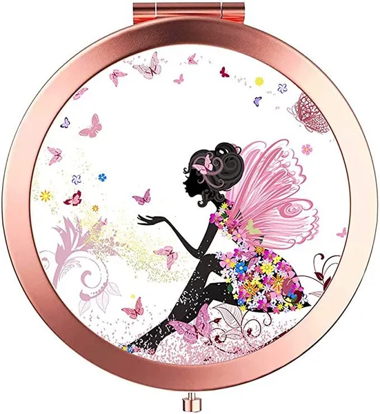 Modischer Mini-Kompaktspiegel in Roségold, faltbar, Make-up-Taschenspiegel, Geschenk-Werbespiegel