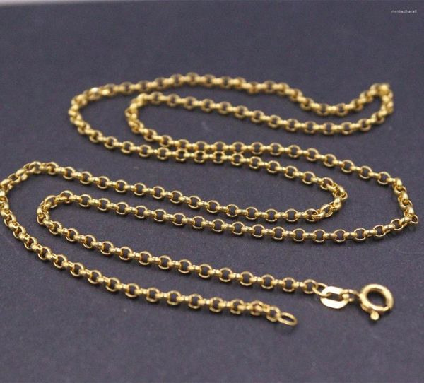 Цепочки из настоящего Au750, чистое твердое 18-каратное желтое золото, цепочка для мужчин и женщин, 2,5 мм, ожерелье Rolo Cable Link, 4-4,2 г, 22 дюйма, штамп