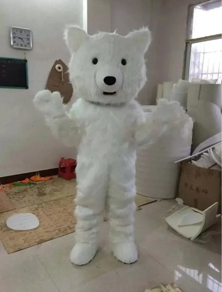 2024 Costume da mascotte animale orso polare bianco professionale Vestito da festa di Natale di Halloween Vestito da personaggio dei cartoni animati Vestito da carnevale unisex per adulti