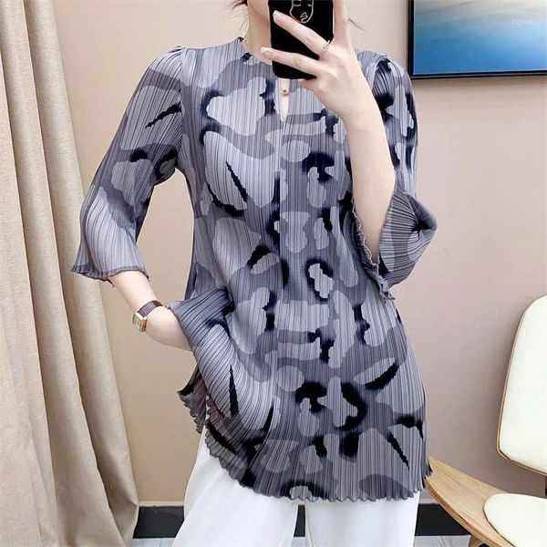 Blusas femininas camisas para mulheres vintage dobra design manga longa hong kong moda impressão grande tamanho camiseta versátil solto ajuste topos