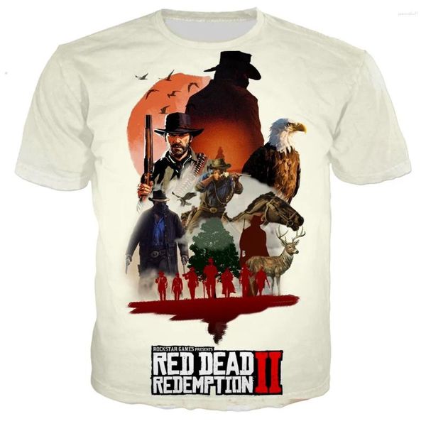 Erkek Tişörtleri 2024 Oyun Red Dead Redemption 3D Baskılı T-Shirt Erkekler/Kadınlar Moda Serin Soath Harajuku Tarzı Sokak Giyim Tops