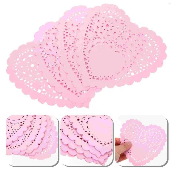 Ferramentas de cozimento 100 pçs placemat embalagem papel placemats em forma de coração doilies embrulho para artesanato alimentos modernos coasters bebidas mesas