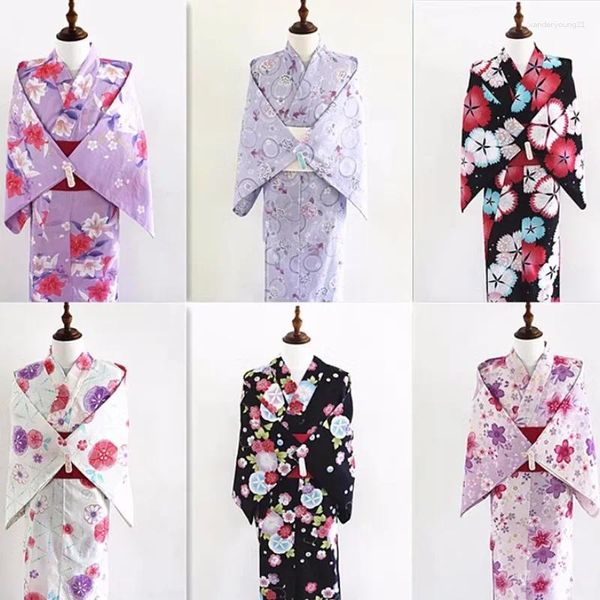 Etnik Giyim Japon Geleneksel Kadın Kimono Pamuk Çiçek Baskıları Resmi Yukata Retro Uzun Elbise Pografi Cosplay Wear