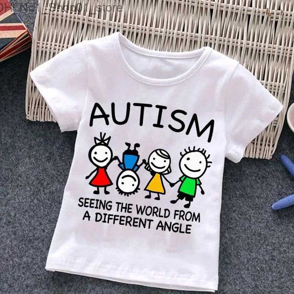 T-shirts Autismus Kinder Jungen T-shirt Mädchen Cartoon Puzzle Tops Nette Baby Baumwolle Sommer Kleidung Kleinkind Dinosaurier T Shirts Kinder Kostüm q240218