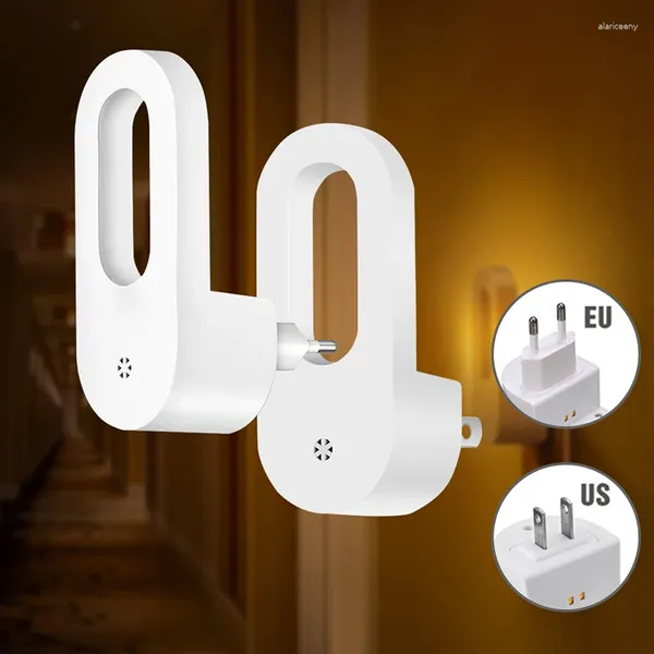 Luci notturne Lampada da parete Spina UE/USA Lampada da comodino con sensore Corridoio Scale Illuminazione per WC Bambini Led Sonno