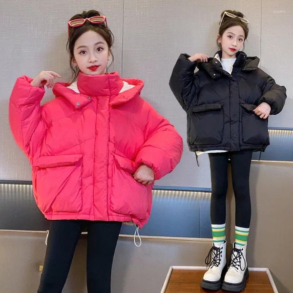 Daunenmantel Koreanischen Winter Teenager Mädchen Jacke Kinder Hoher Kragen Mit Kapuze Winddicht Warme Mäntel Schule Verdicken