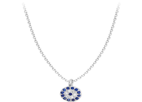 Delicate collane in argento sterling S925 con pietra zircone femminile Collana con pendente a catena clavicola occhio azzurro turco Accessori donna Jew3210080