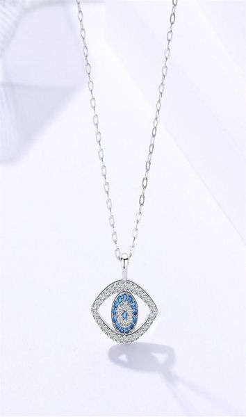 Collana con ciondolo occhio blu malvagio da donna in argento sterling 925 con zirconi cubici CZ Pietra Gioielli di moda turchi Cina intera18918182378