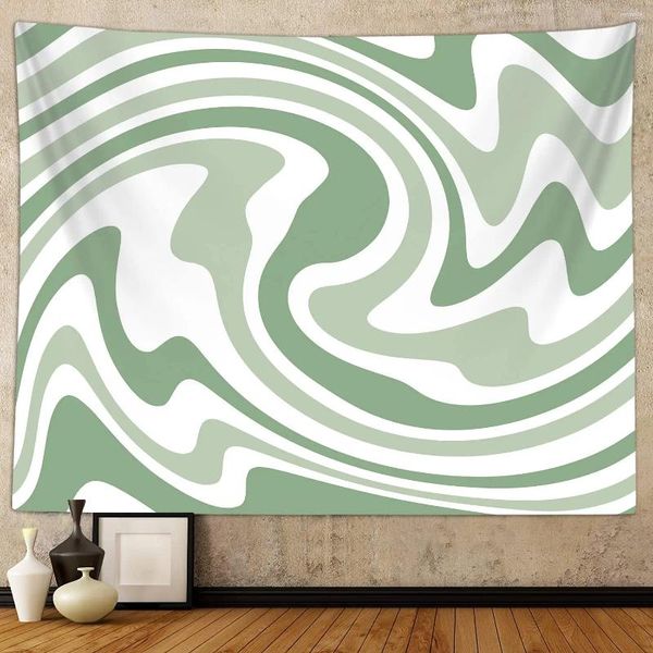 Tapeçarias Verde Tapeçaria Parede Pendurada Estética Quarto Decoração Abstrato Redemoinho Arte Simples para Dormitório Sala de estar