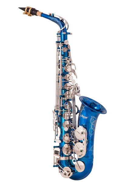 Aisiweier hochwertiges Blau-Silber-Eb-Altsaxophon aus Messing, lackiertes E-Flat-Saxophon mit 802 Tasten und Holzblasinstrument