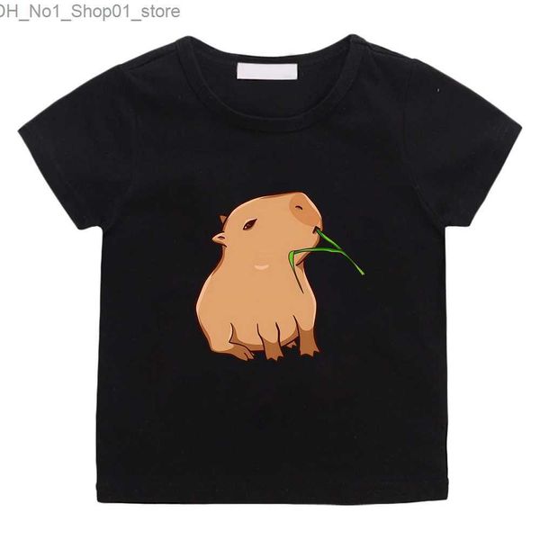 Camisetas Capivara Estética Manga Camisetas Bonitos Desenhos Animados Comic Camiseta Moda 100% Algodão Anime Camiseta High Street Boys / Girls Camiseta Q240218