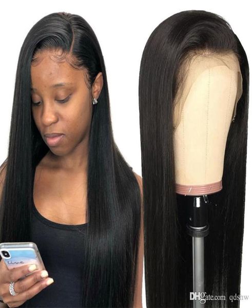 Önceden kopuk dantel ön peruklar ipeksi düz peruvian bakire saçlı lacefront glueleless tam dantel insan saçlı peruk ucuz9907522