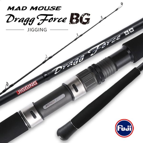 Madmouse dragg força bg jigging vara 1.9m PE4-8 gabarito 400g arrastar 30kg japão completo fuji peças barco vara de pesca oceano 240122