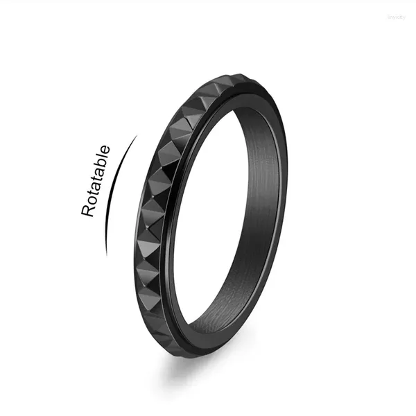 Clusterringe 3mm dünne Edelstahl-Pyramiden Spinner Ring Ehering für Frauen Girl Größe 5-12