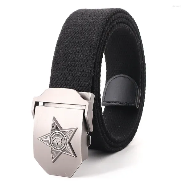 Cinture Cintura tattica per esterni in tela per uomo Fibbia automatica stile russo Cintura per esercito militare di moda maschile di alta qualità