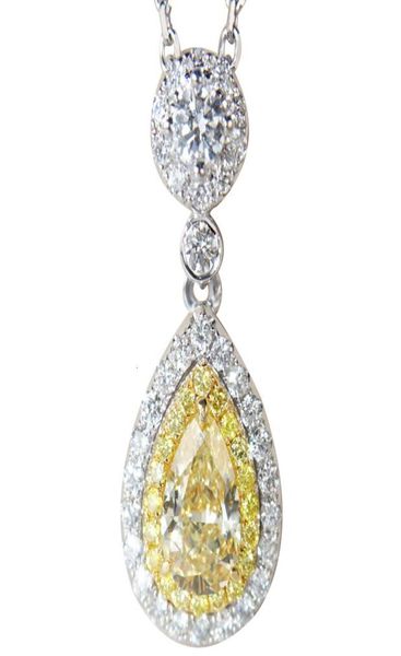 Luxuriöses Gruppenset mit imitiertem amerikanischen Dcolor-Moissanit-Anhänger, birnenförmiger Topas-Rosa-Diamant-Halskette für Damen9848393