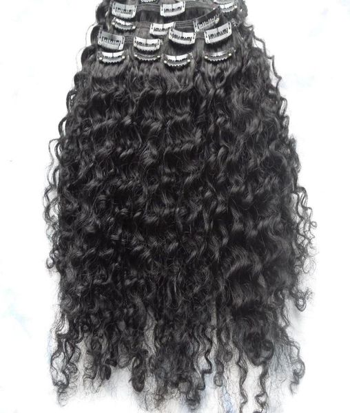 Neuankömmling Malaysia Virgin Afro Kinky Curly Hair Weft Clip in Kinky Curly Jet Black 1 Farbe Human Extensions8272926