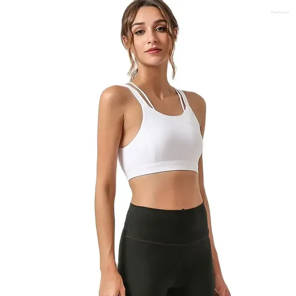 Abbigliamento da yoga promozione reggiseno sportivo antiurto running back canotta fitness con logo da donna